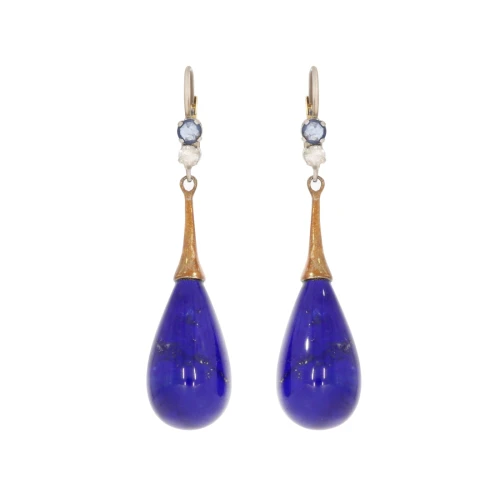 Kolczyki lapis lazuli szafiry i diamenty