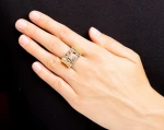 Pierścionek  Art Deco z diamentem i10 rozetami diamentowymi