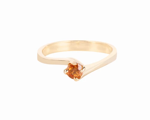 Złoty pierścionek z pomarańczowym szafirem ok. 0,25 ct