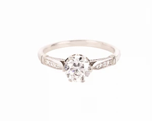 Pierścionek z diamentem ok. 1 ct w białym złocie palladowym