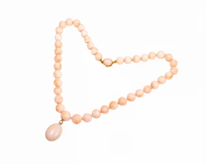 Naturalne korale, z zawieszką i diamentem, długość ok. 49 cm