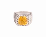 Pierścionek z cytrynem ok. 5 ct i 60 diamentami