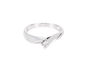 Pierścionek zaręczynowy w białym złocie z diamentem ok. 0,12 ct