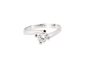 Pierścionek z brylantem o masie ok. 0,77 ct, białe złoto