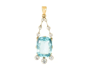 Zawieszka z akwamarynem ok. 17 ct i diamentami